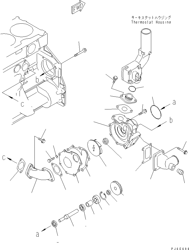 Схема запчастей Komatsu SA6D125E-3C-7A - ВОДЯНАЯ ПОМПА(№79-) ДВИГАТЕЛЬ