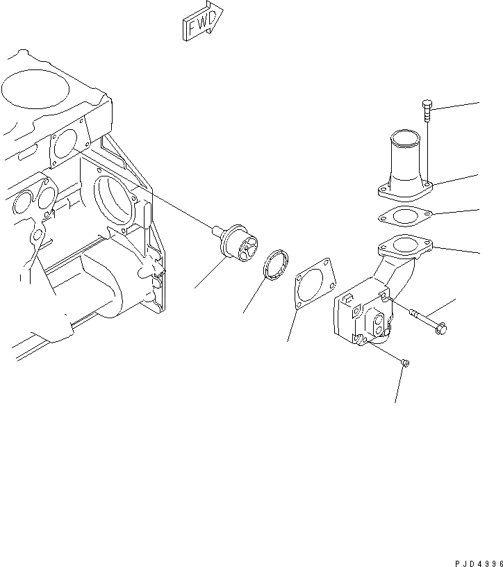 Схема запчастей Komatsu SA6D125E-2GD-W7 - ТЕРМОСТАТ ДВИГАТЕЛЬ