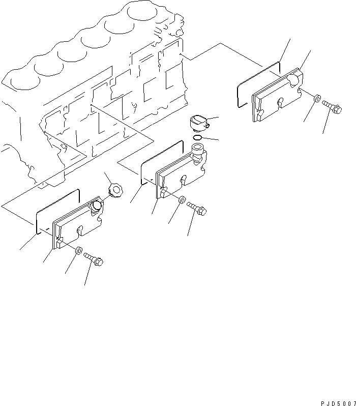 Схема запчастей Komatsu SA6D125E-2GD-W7 - КРЫШКА ТОЛКАТЕЛЕЙ КЛАПАНА ДВИГАТЕЛЬ
