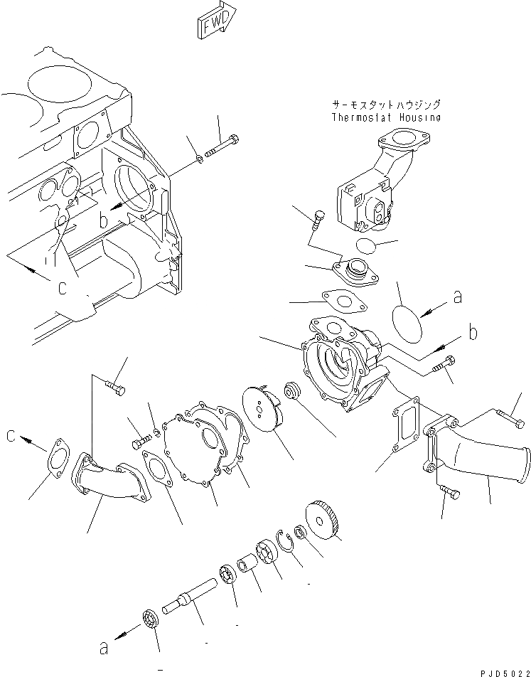 Схема запчастей Komatsu SA6D125E-2GD-W7 - ВОДЯНАЯ ПОМПА(№7-) ДВИГАТЕЛЬ