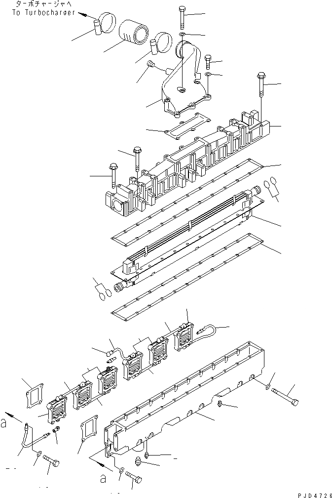 Схема запчастей Komatsu SA6D125E-2E-7 - ТРУБОПРОВОД ВПУСКА ВОЗДУХА И ПОСЛЕОХЛАДИТЕЛЬ(№-79) ДВИГАТЕЛЬ