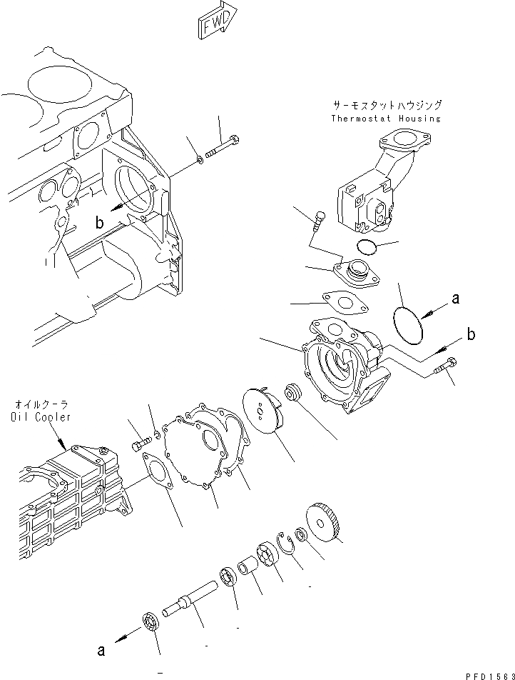 Схема запчастей Komatsu SA6D125E-2E-7 - ВОДЯНАЯ ПОМПА(№-7) ДВИГАТЕЛЬ