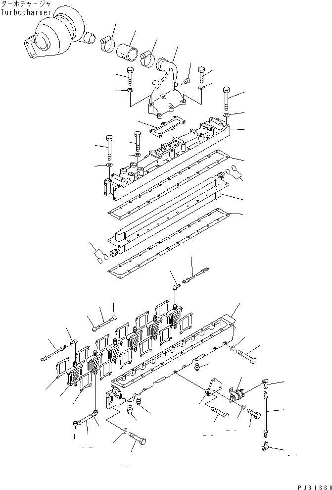 Схема запчастей Komatsu SA6D125-1S - ТРУБОПРОВОД ВПУСКА ВОЗДУХА И ПОСЛЕОХЛАДИТЕЛЬ ГОЛОВКА ЦИЛИНДРОВ