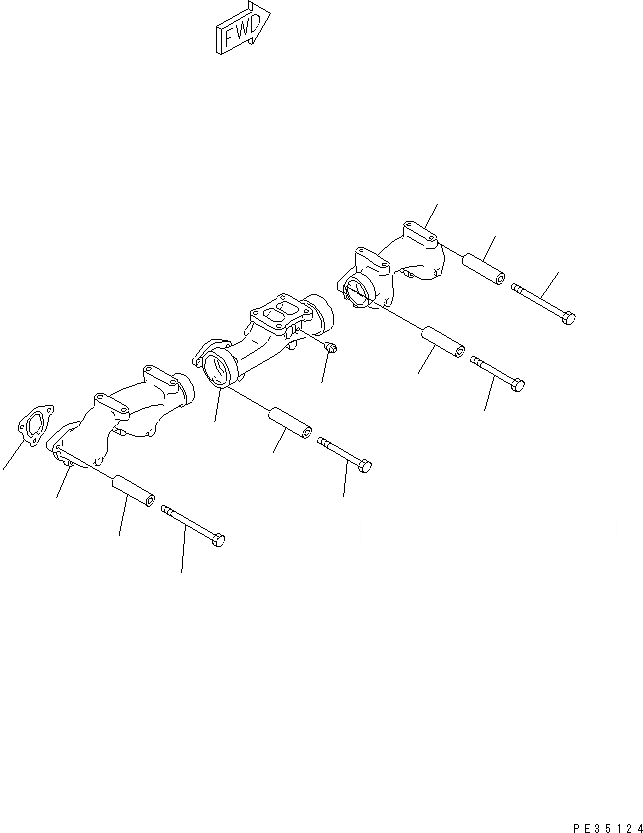 Схема запчастей Komatsu SA6D125E-2A-C7 - ВЫПУСКНОЙ КОЛЛЕКТОР ДВИГАТЕЛЬ