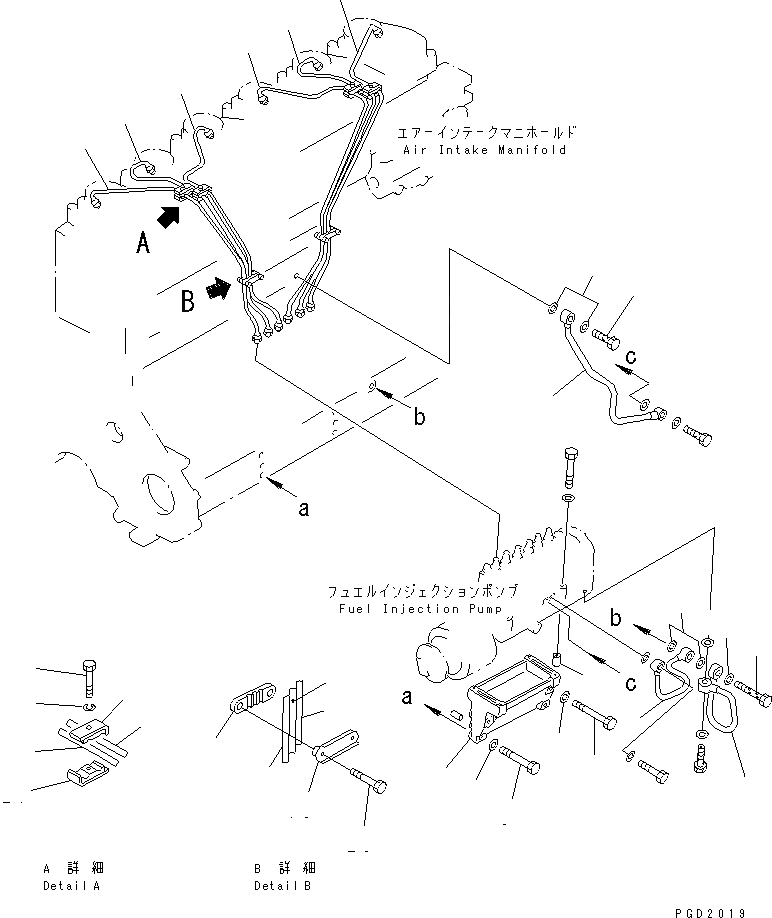 Схема запчастей Komatsu SA6D125E-2C-H7 - ТОПЛ. НАСОС ТРУБЫ (ДЛЯ ЭЛЕКТРИЧ. РЕГУЛЯТОРА) ДВИГАТЕЛЬ