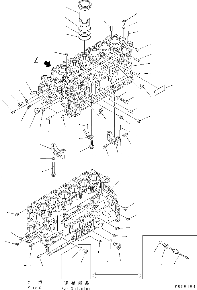 Схема запчастей Komatsu SA6D125-1X - БЛОК ЦИЛИНДРОВ БЛОК ЦИЛИНДРОВ