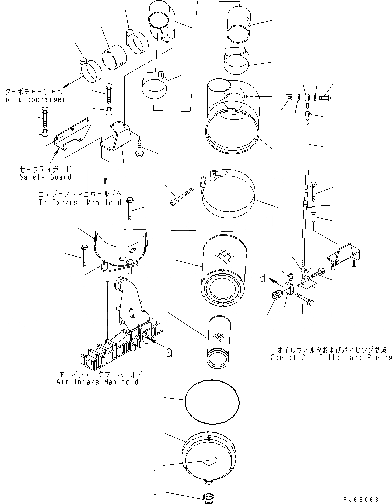 Схема запчастей Komatsu SA6D125E-3A-7W - ВОЗДУХООЧИСТИТЕЛЬ(№-) ДВИГАТЕЛЬ