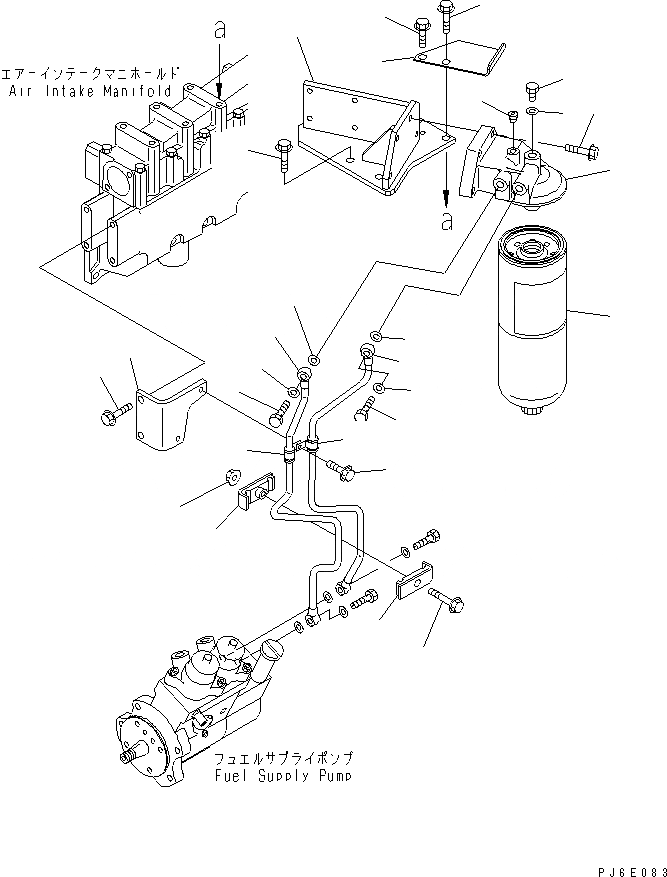 Схема запчастей Komatsu SA6D125E-3A-7W - ТОПЛИВН. ФИЛЬТР. И ТРУБЫ (РЕЗЬБА -/)(№-) ДВИГАТЕЛЬ