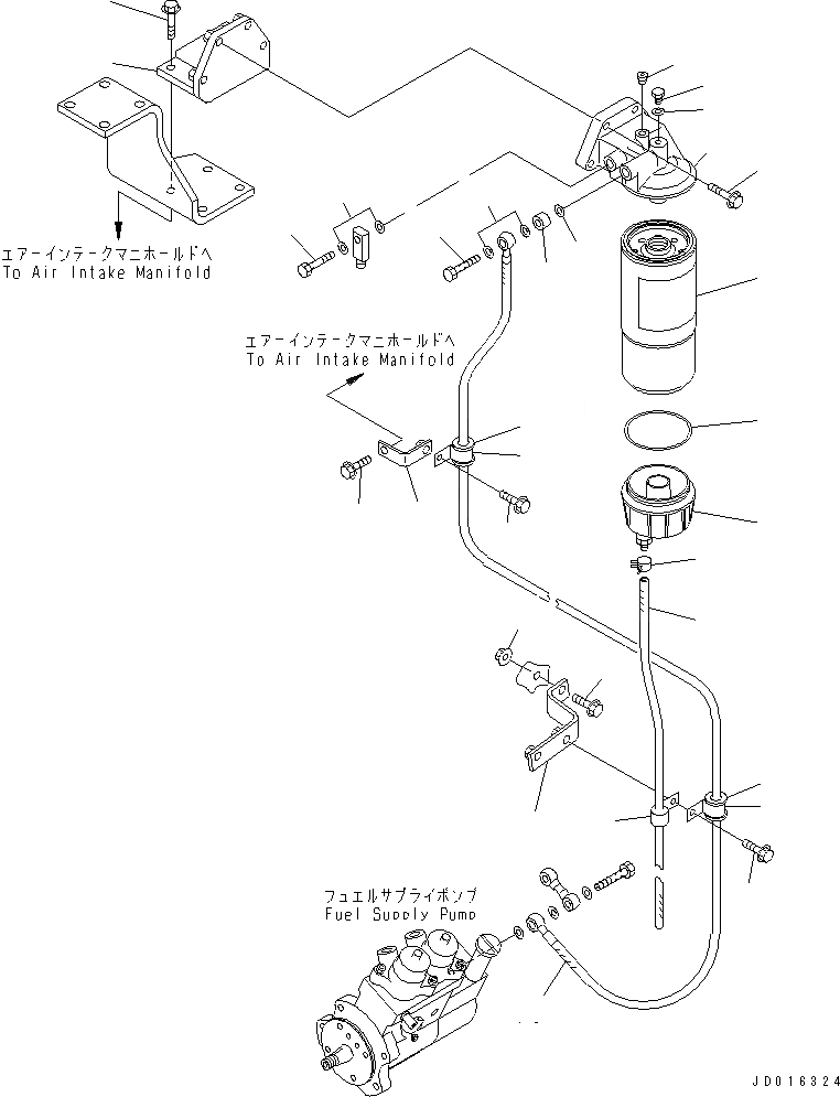 Схема запчастей Komatsu SA6D125E-3B-7 - ТОПЛИВН. PRE-ФИЛЬТР. И ТРУБЫ(№-) ДВИГАТЕЛЬ