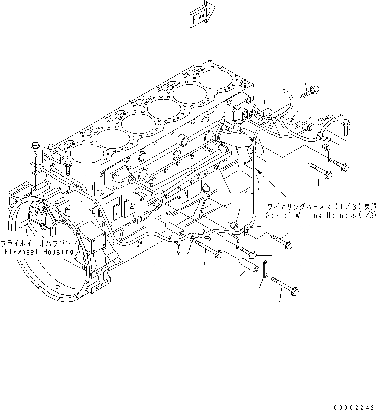 Схема запчастей Komatsu SA6D125E-3B-7 - ЭЛЕКТРОПРОВОДКА (/) ДВИГАТЕЛЬ ПРАВ. Э/ПРОВОДКА(№-) ДВИГАТЕЛЬ