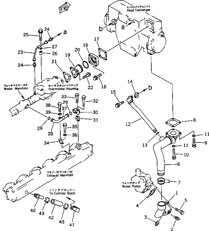 Схема запчастей Komatsu SA6D125-1AA - ВОДН. ГИДРОЛИНИЯ(/) ГОЛОВКА ЦИЛИНДРОВ