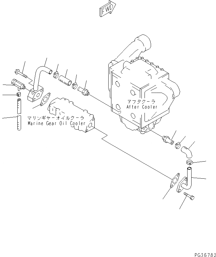 Схема запчастей Komatsu SA6D125-1AA - MARINE ПРИВОД SEA ВОДН. ГИДРОЛИНИЯ(MGNX-) АКСЕССУАРЫ