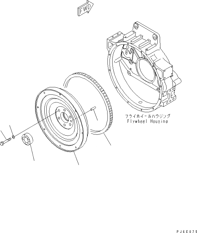 Схема запчастей Komatsu SA6D125E-3C-7A - МАХОВИК(№-) ДВИГАТЕЛЬ