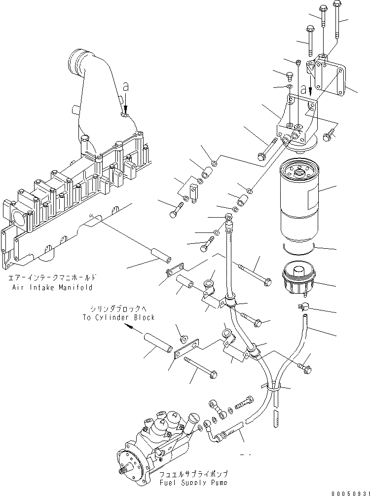 Схема запчастей Komatsu SA6D125E-3C-7A - ТОПЛИВН. PRE-ФИЛЬТР. И ТРУБЫ (РЕЗЬБА -/) (BAD ТОПЛИВН. СПЕЦ-Я.)(№8-) ДВИГАТЕЛЬ