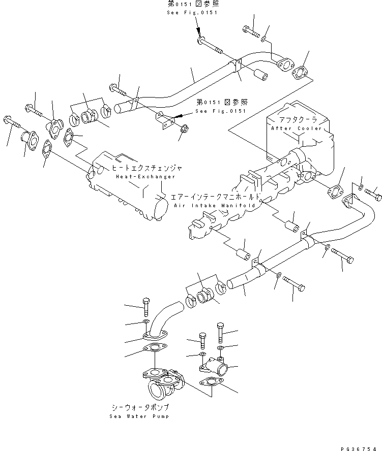 Схема запчастей Komatsu SA6D125-1Z - SEA ВОДН. ГИДРОЛИНИЯ ГОЛОВКА ЦИЛИНДРОВ