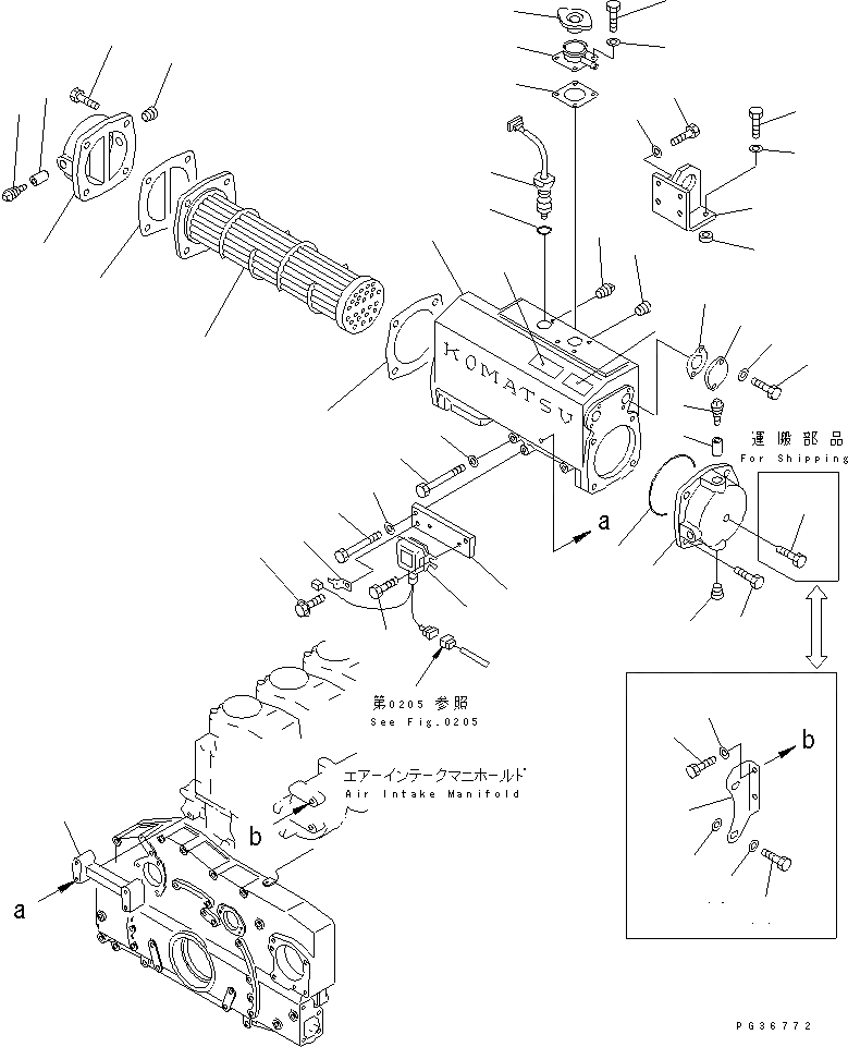 Схема запчастей Komatsu SA6D125-1Z - ПОДОГРЕВ-EXCПОДВЕСН. КРОНШТЕЙН И КРЕПЛЕНИЕ СИСТЕМА ОХЛАЖДЕНИЯ