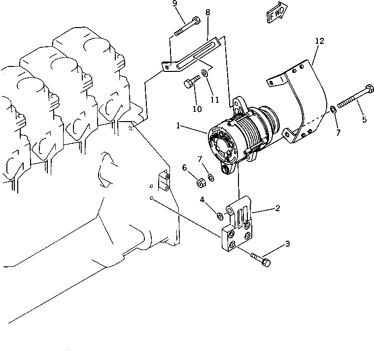 Схема запчастей Komatsu SA6D125-1T - ГЕНЕРАТОР И КРЕПЛЕНИЕ ЭЛЕКТРИКА