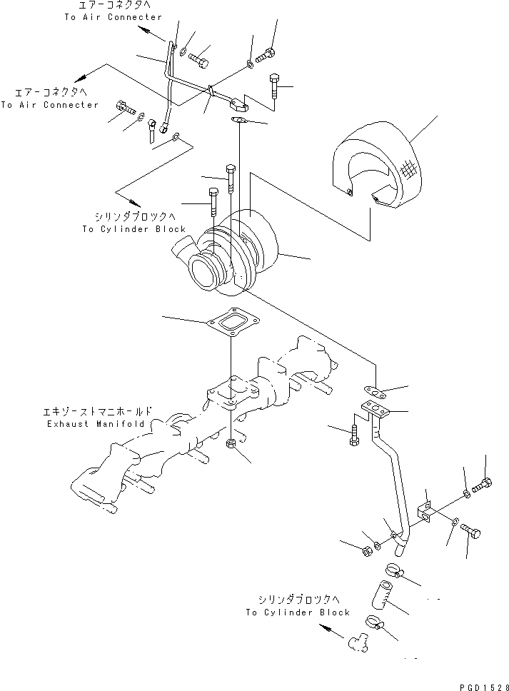 Схема запчастей Komatsu SA6D125E-2A-57 - МАСЛОПРОВОДЯЩИЕ ТРУБКИ ТУРБОНАГНЕТАТЕЛЯ(№9-) ДВИГАТЕЛЬ