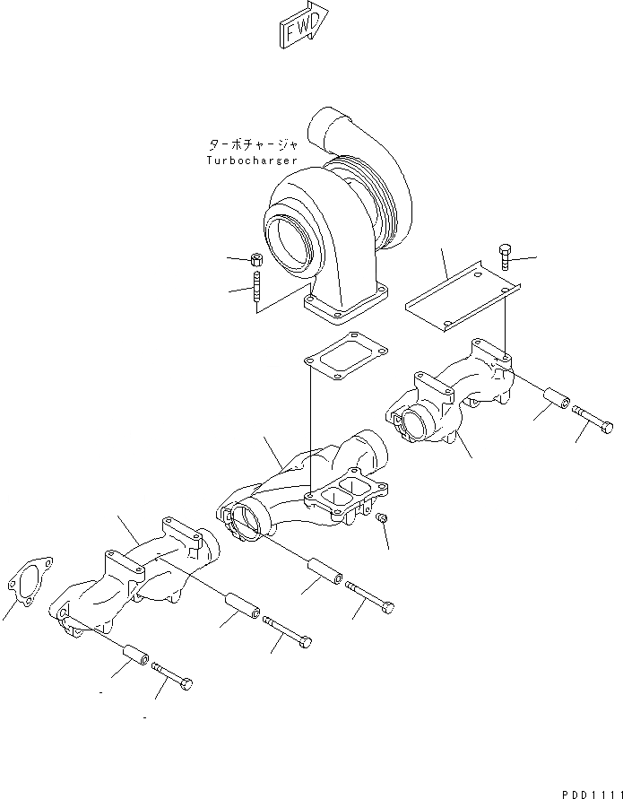 Схема запчастей Komatsu SA6D125E-2G-7 - ВЫПУСКНОЙ КОЛЛЕКТОР(№7-789) ДВИГАТЕЛЬ