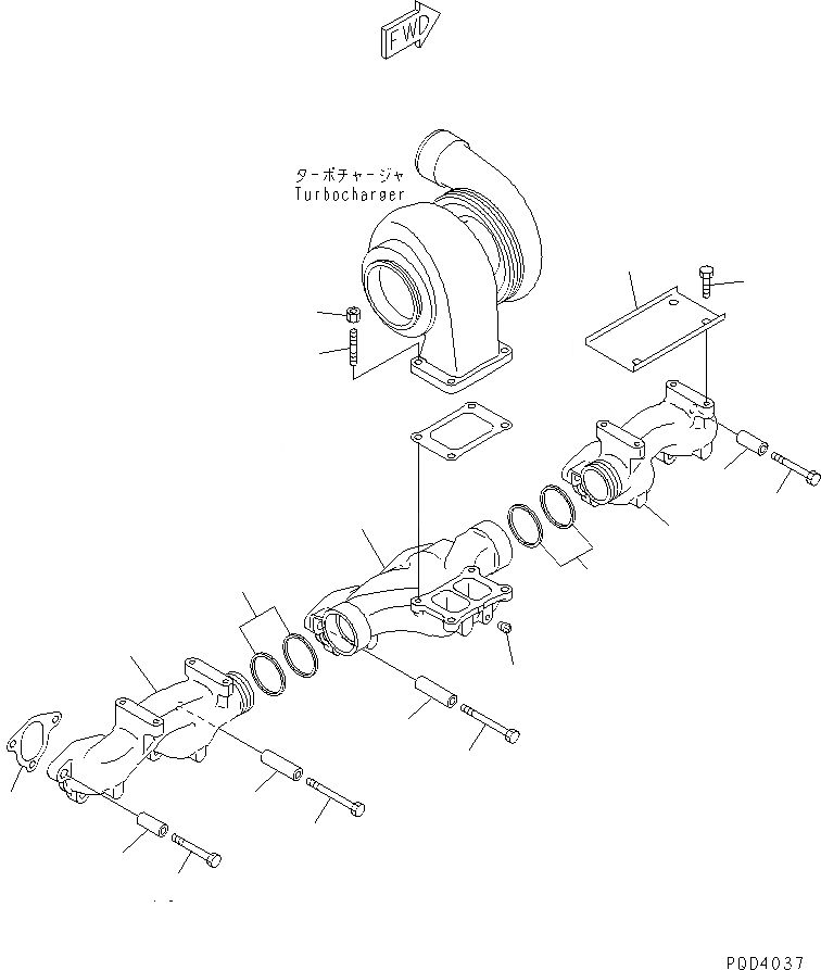 Схема запчастей Komatsu SA6D125E-2G-7 - ВЫПУСКНОЙ КОЛЛЕКТОР(№787-) ДВИГАТЕЛЬ