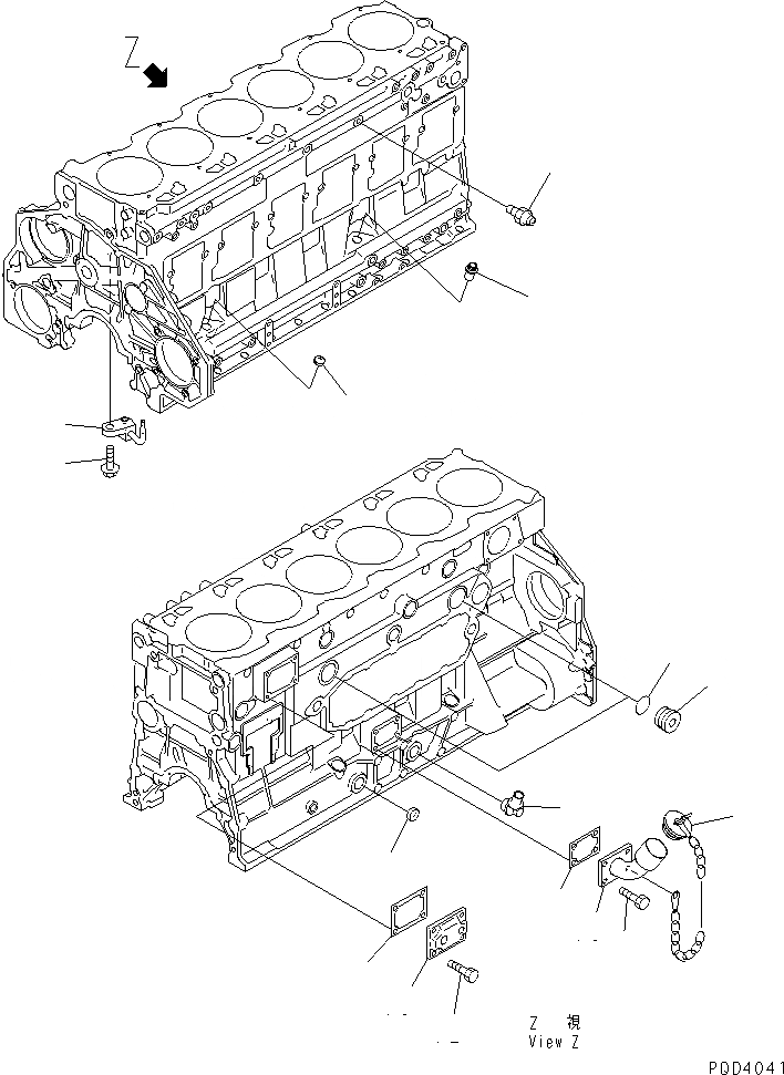 Схема запчастей Komatsu SA6D125E-2G-7 - БЛОК ЦИЛИНДРОВ (/)(№7-777) ДВИГАТЕЛЬ