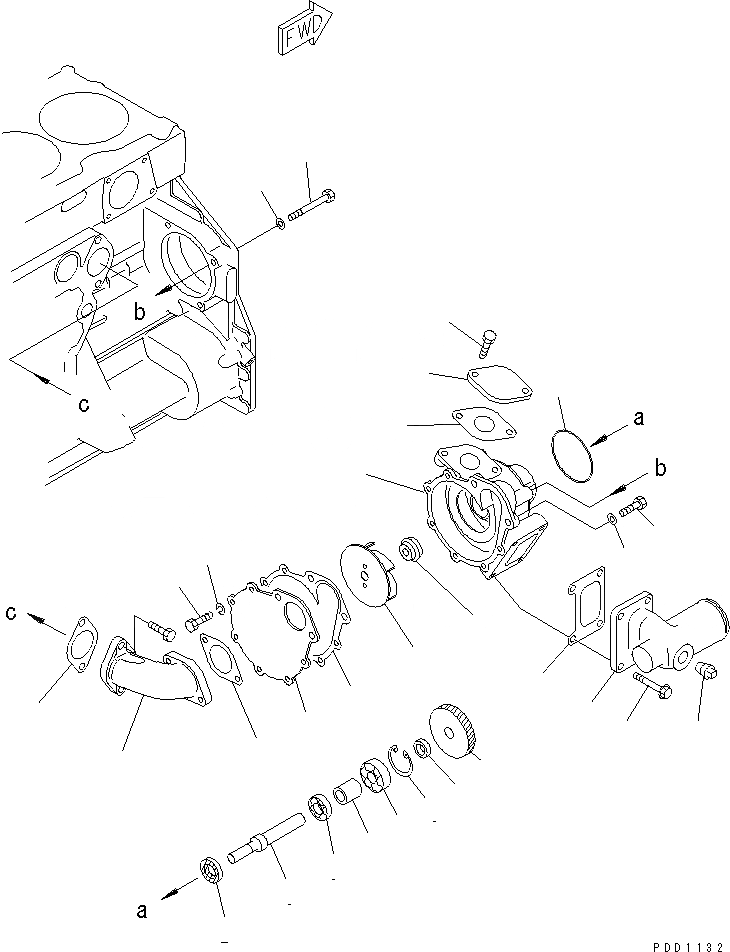 Схема запчастей Komatsu SA6D125E-2G-7 - ВОДЯНАЯ ПОМПА(№7-78) ДВИГАТЕЛЬ