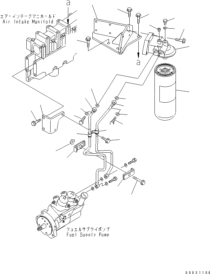 Схема запчастей Komatsu SA6D125E-3C-7L - ТОПЛИВН. ФИЛЬТР. И ТРУБЫ (РЕЗЬБА -/8)(№8-) ДВИГАТЕЛЬ