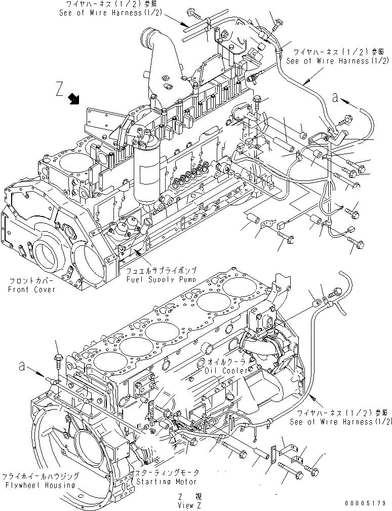 Схема запчастей Komatsu SA6D125E-3C-7L - ЭЛЕКТРОПРОВОДКА (/) ЗАДН.  Э/ПРОВОДКА(№-) ДВИГАТЕЛЬ