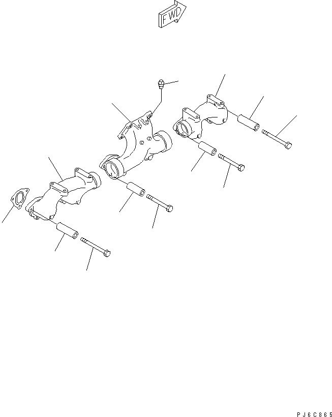 Схема запчастей Komatsu SA6D125E-3C-7T - ВЫПУСКНОЙ КОЛЛЕКТОР ДВИГАТЕЛЬ