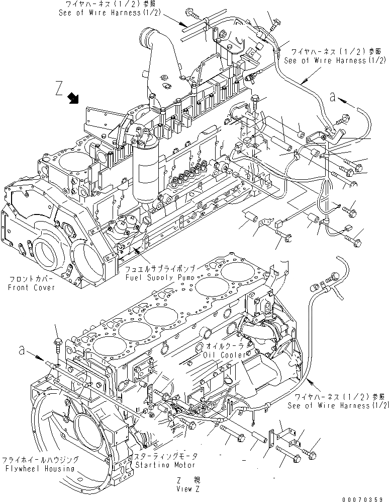 Схема запчастей Komatsu SA6D125E-3C-7T - ЭЛЕКТРОПРОВОДКА (/) ЗАДН.  Э/ПРОВОДКА (CHINA TОБОД КОЛЕСАMING СПЕЦ-Я.)(№8-) ДВИГАТЕЛЬ