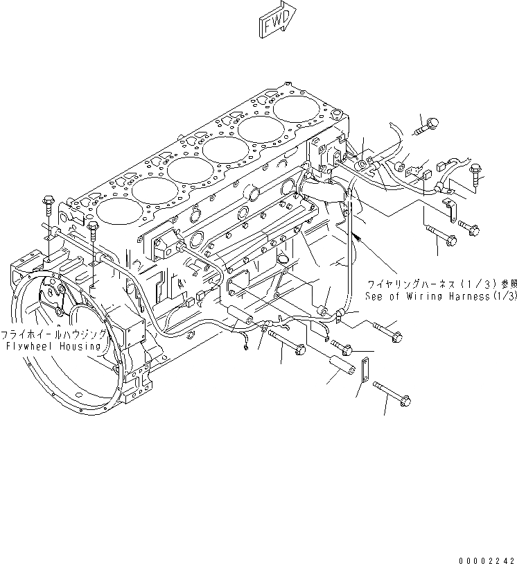 Схема запчастей Komatsu SA6D125E-3D-MS - ЭЛЕКТРОПРОВОДКА (/) ДВИГАТЕЛЬ ПРАВ. Э/ПРОВОДКА(№-) ДВИГАТЕЛЬ