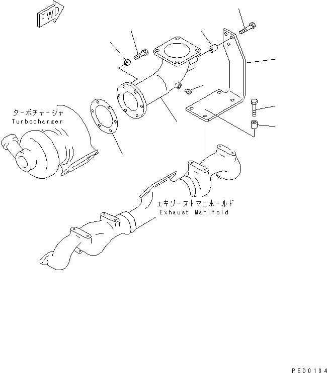Схема запчастей Komatsu SA6D125E-2GD-W - ВЫПУСКН. ПАТРУБОК(№9-) ДВИГАТЕЛЬ