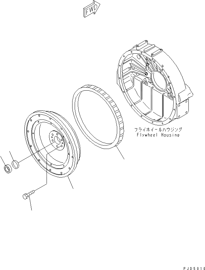 Схема запчастей Komatsu SA6D125E-2GD-W - МАХОВИК (С ГЛАВН. ПОДШИПНИК)(№9-) ДВИГАТЕЛЬ