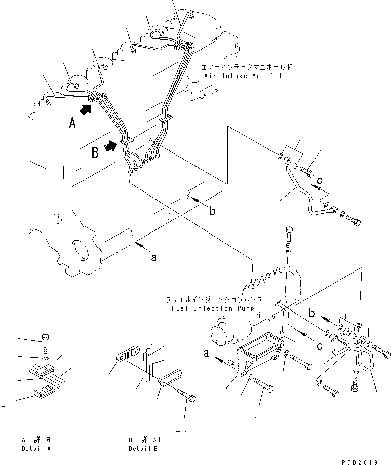 Схема запчастей Komatsu SA6D125E-2C-T7 - ТОПЛ. НАСОС ТРУБЫ (ДЛЯ ЭЛЕКТРИЧ. РЕГУЛЯТОРА) ДВИГАТЕЛЬ