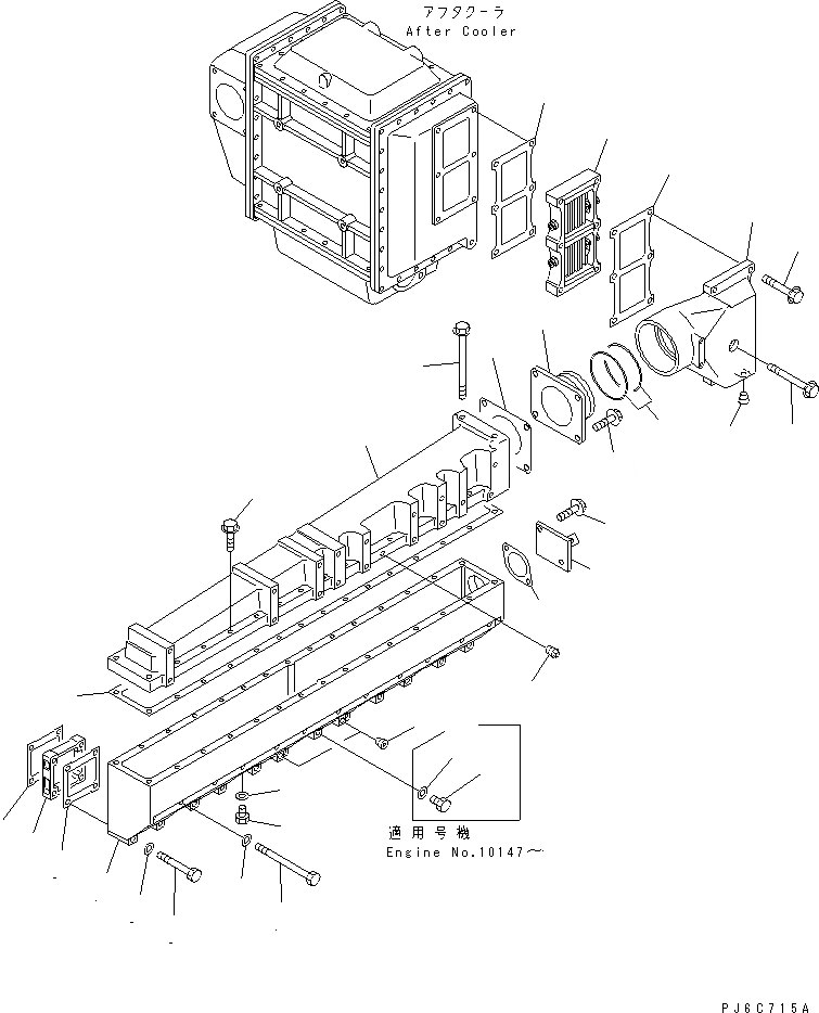 Схема запчастей Komatsu SA6D132-1MM - ТРУБОПРОВОД ВПУСКА ВОЗДУХА И КРЕПЛЕНИЕ(№-) ДВИГАТЕЛЬ