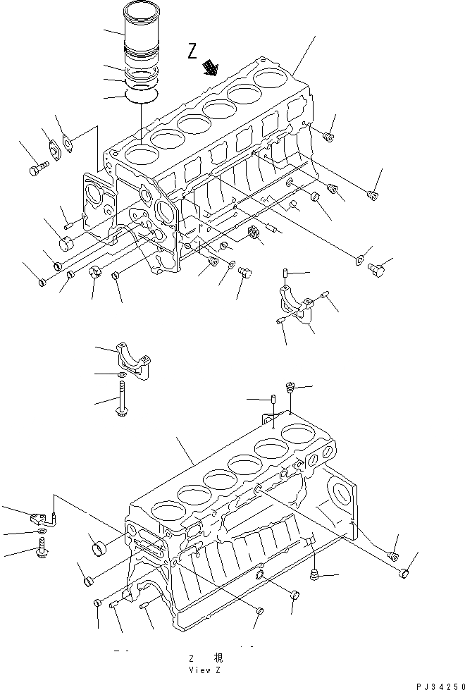 Схема запчастей Komatsu SA6D132-1MM - БЛОК ЦИЛИНДРОВ (/)(№-) ДВИГАТЕЛЬ