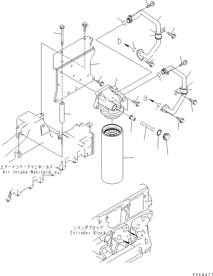 Схема запчастей Komatsu SA6D140E-3B - МАСЛ. ФИЛЬТР И ТРУБЫ ДВИГАТЕЛЬ