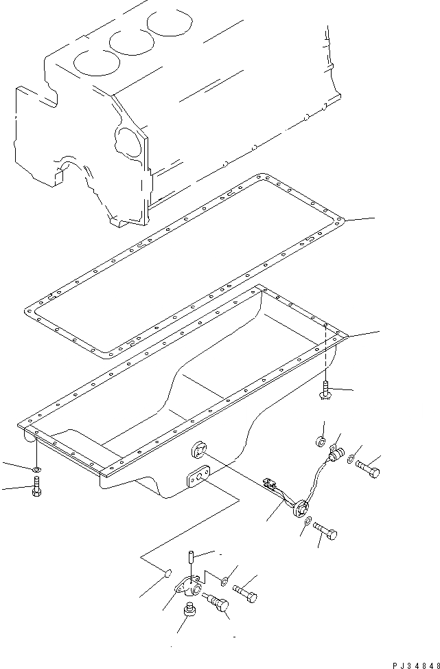 Схема запчастей Komatsu SA6D140-1B - МАСЛЯНЫЙ ПОДДОН (С ДАТЧИК УР-НЯ МАСЛА)(№9-77) БЛОК ЦИЛИНДРОВ