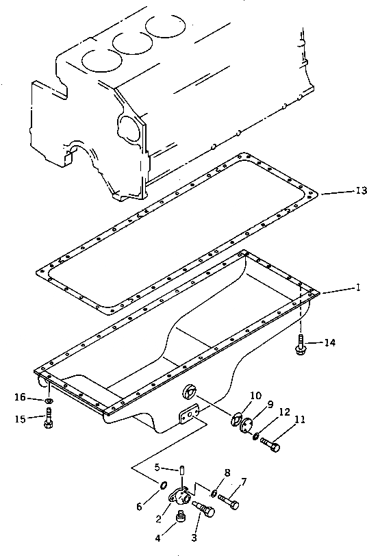 Схема запчастей Komatsu SA6D140-1B - МАСЛЯНЫЙ ПОДДОН (БЕЗ ДАТЧИК УР-НЯ МАСЛА)(№9-77) БЛОК ЦИЛИНДРОВ