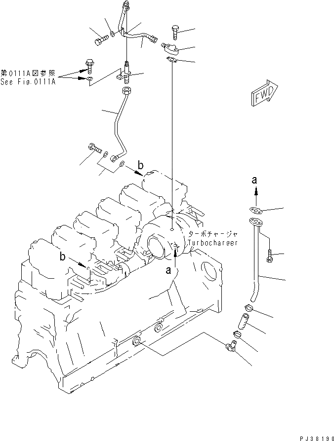Схема запчастей Komatsu SA6D140-1B - ЛИНИЯ СМАЗКИ ТУРБОНАГНЕТАТЕЛЯ(№79-) СИСТЕМА СМАЗКИ МАСЛ. СИСТЕМА