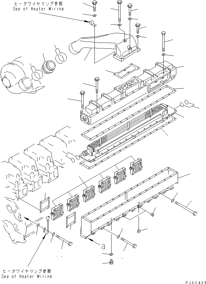 Схема запчастей Komatsu SA6D140-1FF - ТРУБОПРОВОД ВПУСКА ВОЗДУХА И ПОСЛЕОХЛАДИТЕЛЬ (ДЛЯ ЭЛЕКТРИЧ. РЕГУЛЯТОРА)(№779-) ДВИГАТЕЛЬ