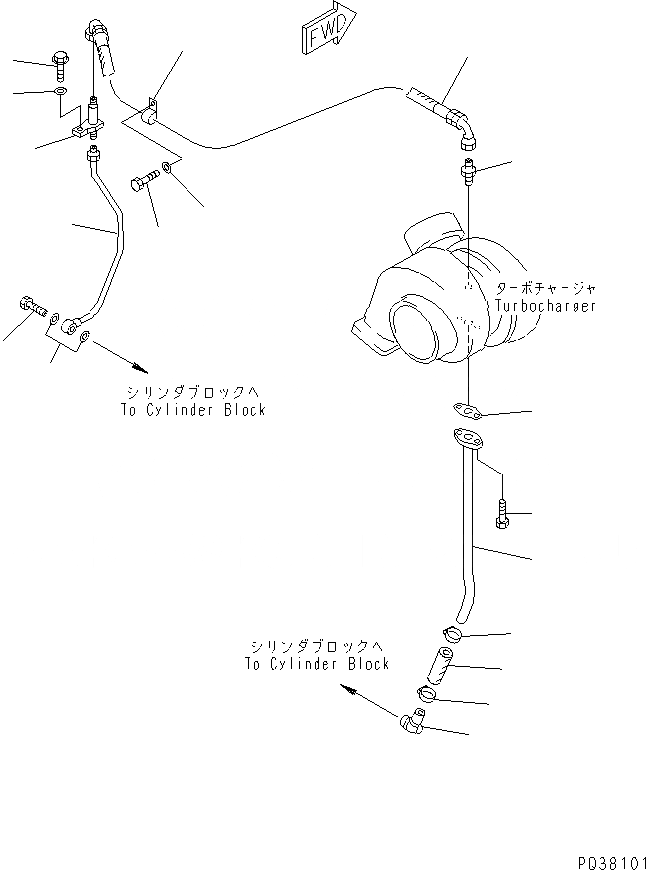 Схема запчастей Komatsu SA6D140-1FF - МАСЛОПРОВОДЯЩИЕ ТРУБКИ ТУРБОНАГНЕТАТЕЛЯ(№89-) ДВИГАТЕЛЬ