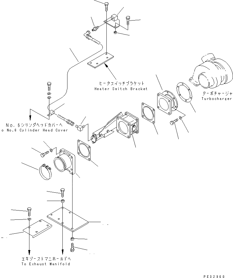 Схема запчастей Komatsu SA6D140-1FF - ГОРНЫЙ ТОРМОЗ(№-) ДВИГАТЕЛЬ