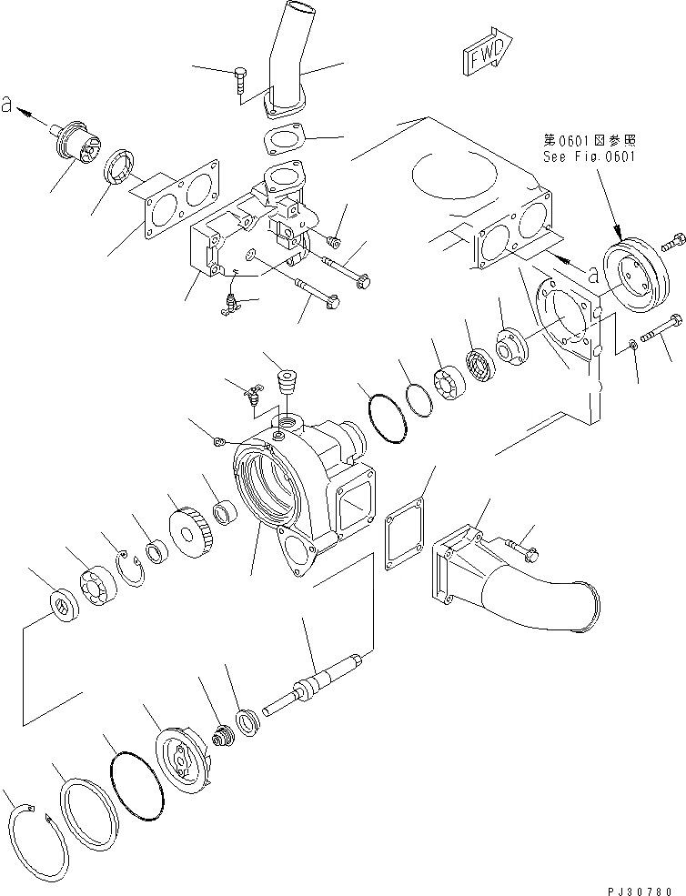 Схема запчастей Komatsu SA6D140-1B - ВОДЯНАЯ ПОМПА И КРЕПЛЕНИЕ(№8-8979) СИСТЕМА ОХЛАЖДЕНИЯ