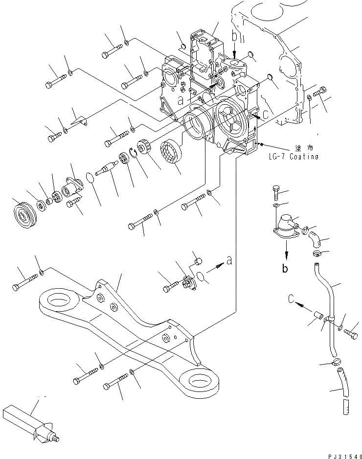 Схема запчастей Komatsu SA6D140-1C - ПЕРЕДН. КРЫШКАAND ПЕРЕДН. КОРПУС(№-89) БЛОК ЦИЛИНДРОВ