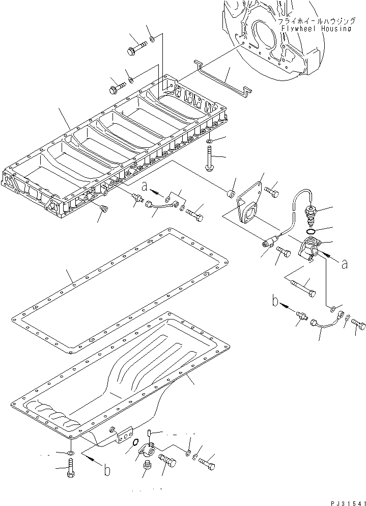 Схема запчастей Komatsu SA6D140-1C - МАСЛЯНЫЙ ПОДДОН(№-977) БЛОК ЦИЛИНДРОВ