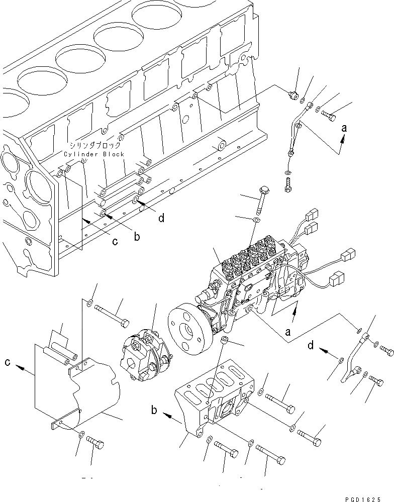 Схема запчастей Komatsu SA6D140-1LL - КРЕПЛЕНИЕ ТОПЛ. НАСОСА(№-) ДВИГАТЕЛЬ