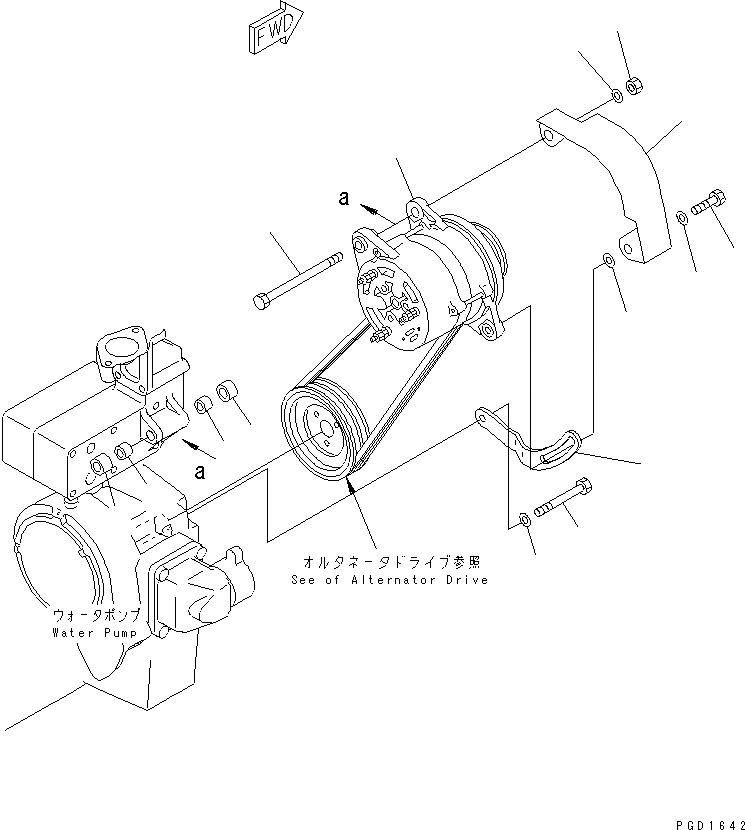 Схема запчастей Komatsu SA6D140-1LL - КРЕПЛЕНИЕ ГЕНЕРАТОРА (A) ДВИГАТЕЛЬ