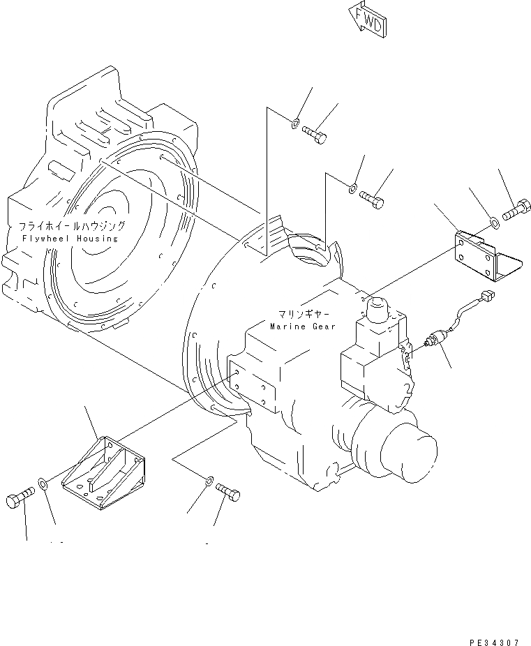 Схема запчастей Komatsu SA6D140-1LL - MARINE ПРИВОД КРЕПЛЕНИЕ (MGN7EX-A¤ 7GX-) ДВИГАТЕЛЬ