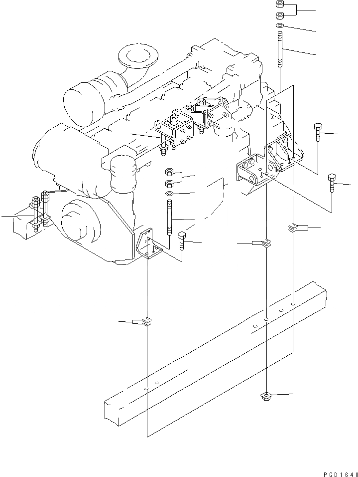Схема запчастей Komatsu SA6D140-1LL - MARINE КРЕПЛЕНИЕ ДВИГАТЕЛЯ ДВИГАТЕЛЬ